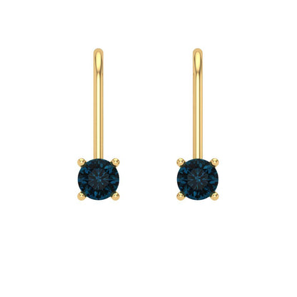 0.5 ctw London Blue Topaz Drop Dangle Earrings | 4.0mm Round Cut White Gold Lever Back | December Birthstone