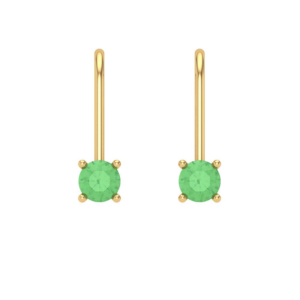 0.5 ctw Green Zirconia Drop Dangle Earrings | 4.0mm Round Cut White Gold Lever Back | April Birthstone
