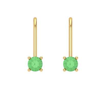 0.5 ctw Green Zirconia Drop Dangle Earrings | 4.0mm Round Cut White Gold Lever Back | April Birthstone