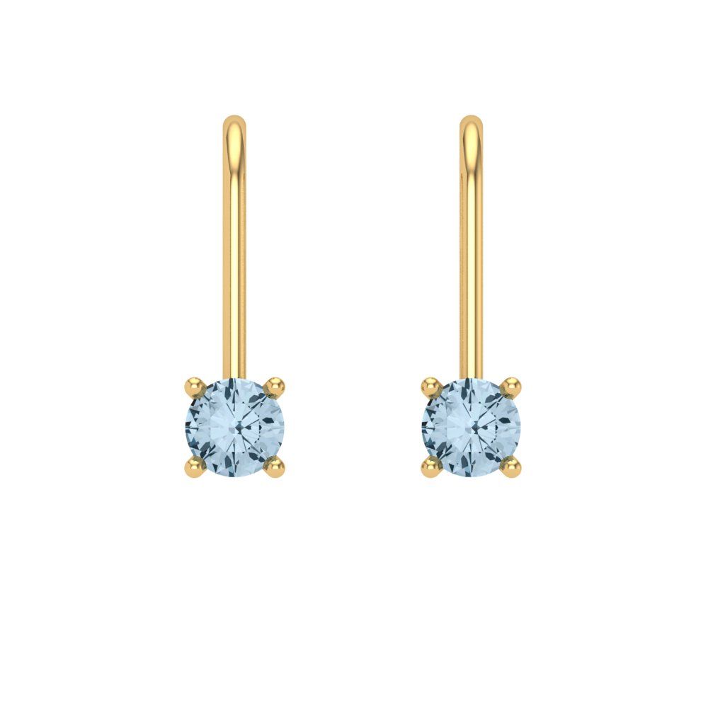 0.5 ctw Swiss Blue Topaz Drop Dangle Earrings | 4.0mm Round Cut White Gold Lever Back | December Birthstone