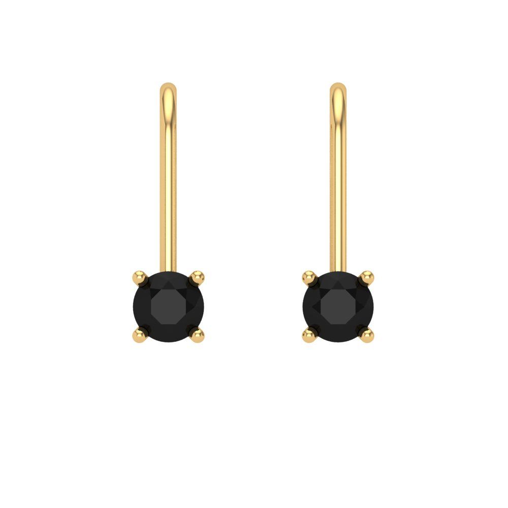 0.5 ctw Onyx Drop Dangle Earrings | 4.0mm Round Cut White Gold Lever Back | July Birthstone