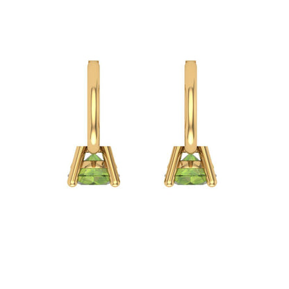 0.5 ctw Peridot Drop Dangle Earrings | 4.0mm Round Cut White Gold Lever Back | August Birthstone