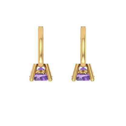 0.5 ctw Alexandrite Drop Dangle Earrings | 4.0mm Round Cut White Gold Lever Back | June Birthstone