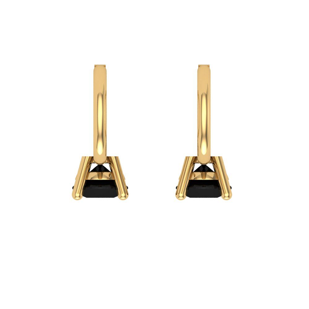 0.5 ctw Onyx Drop Dangle Earrings | 4.0mm Round Cut White Gold Lever Back | July Birthstone
