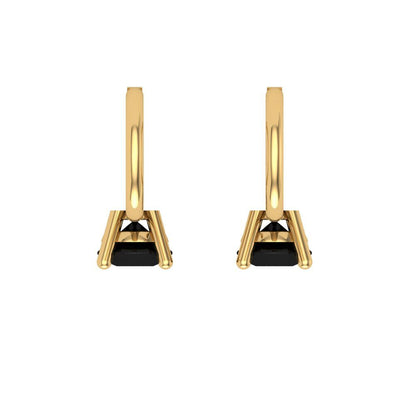 0.5 ctw Onyx Drop Dangle Earrings | 4.0mm Round Cut White Gold Lever Back | July Birthstone