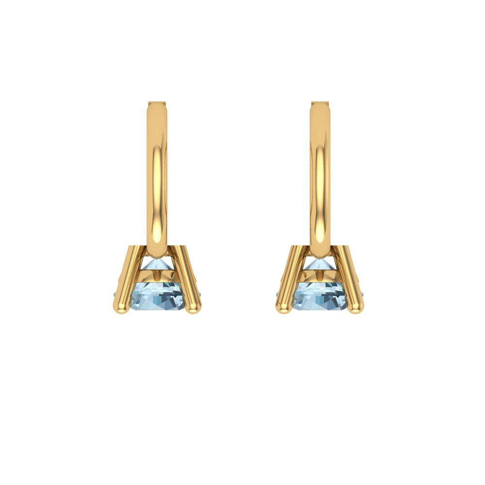 0.5 ctw Aquamarine Drop Dangle Earrings | 4.0mm Round Cut White Gold Lever Back | March Birthstone