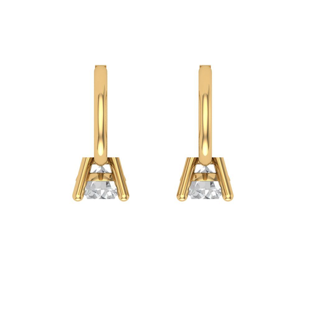 0.5 ctw White Sapphire Drop Dangle Earrings | 4.0mm Round Cut White Gold Lever Back | April Birthstone