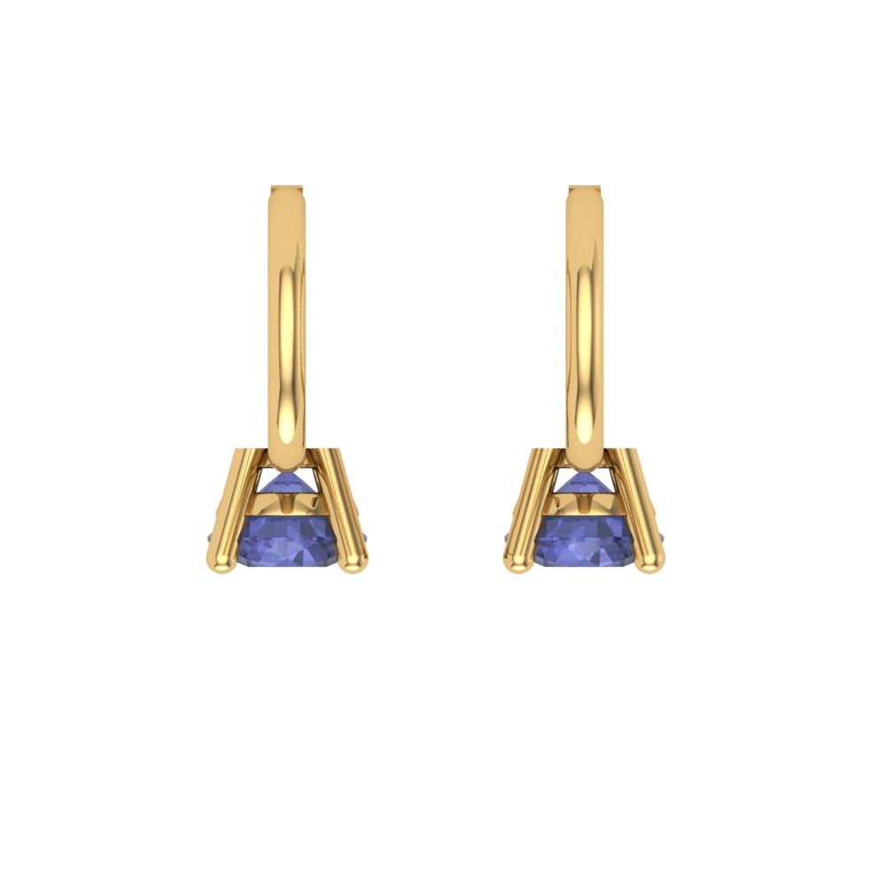 0.5 ctw Tanzanite Drop Dangle Earrings | 4.0mm Round Cut White Gold Lever Back | December Birthstone