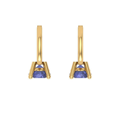 0.5 ctw Tanzanite Drop Dangle Earrings | 4.0mm Round Cut White Gold Lever Back | December Birthstone