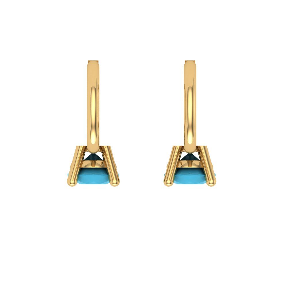 0.5 ctw Turquoise Drop Dangle Earrings | 4.0mm Round Cut White Gold Lever Back | December Birthstone