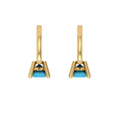 0.5 ctw Turquoise Drop Dangle Earrings | 4.0mm Round Cut White Gold Lever Back | December Birthstone