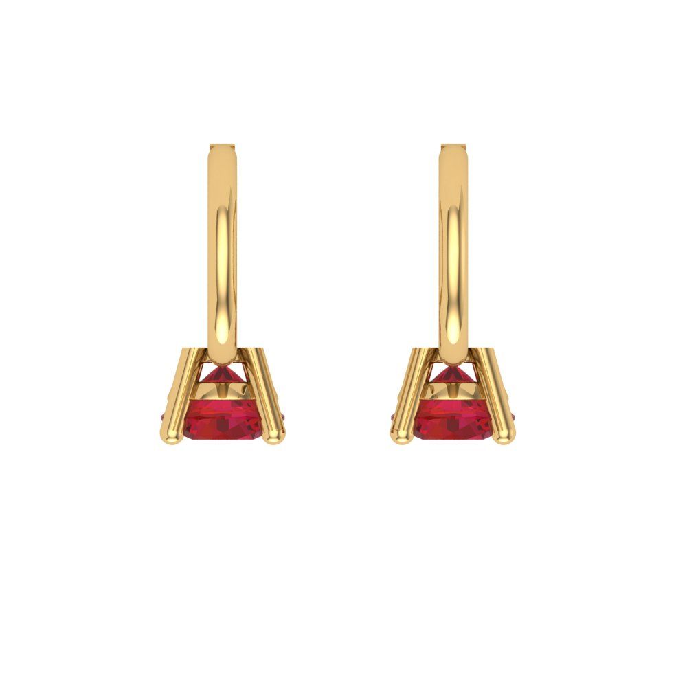 0.5 ctw Ruby Drop Dangle Earrings | 4.0mm Round Cut White Gold Lever Back | July Birthstone