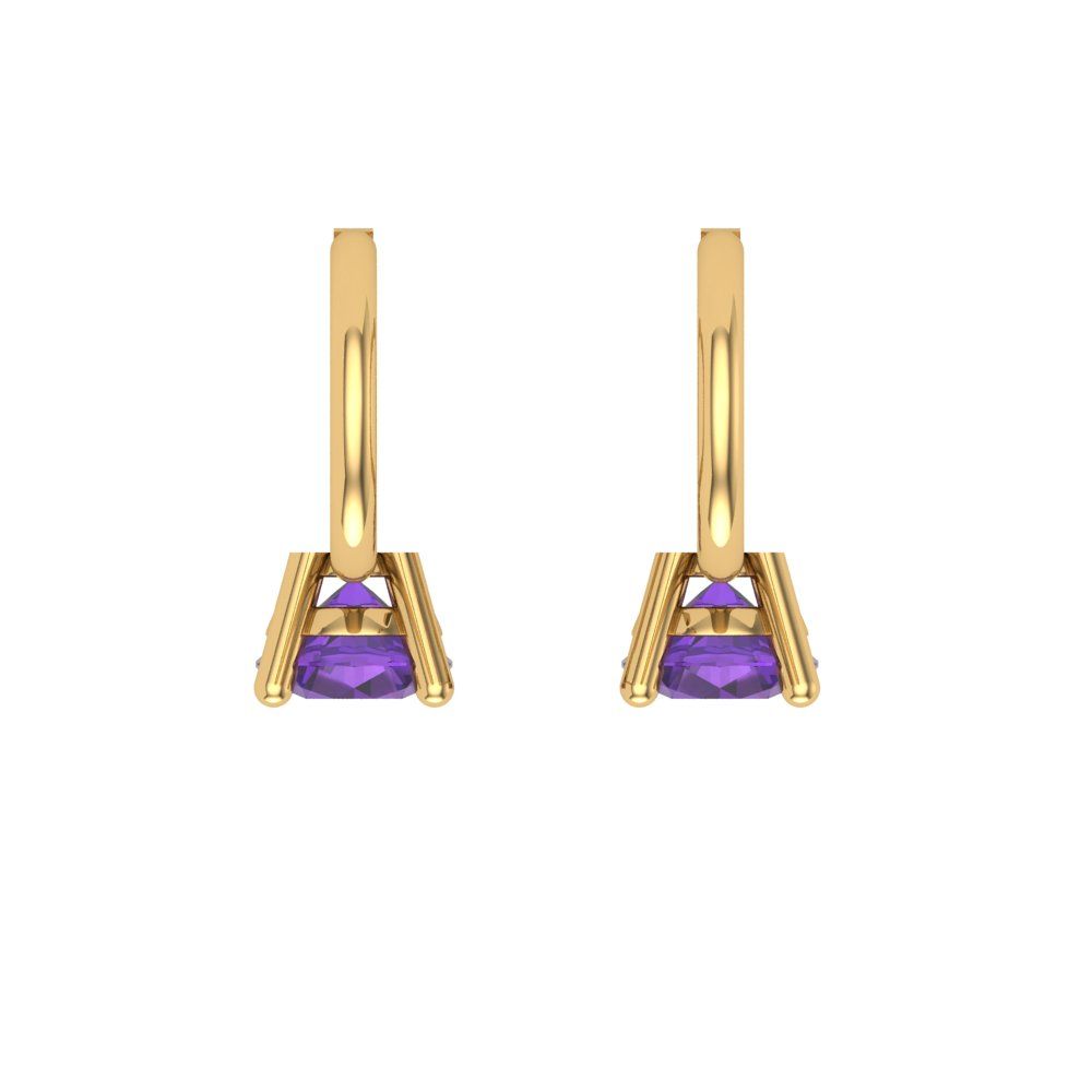 0.5 ctw Amethyst Drop Dangle Earrings | 4.0mm Round Cut White Gold Lever Back | February Birthstone