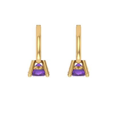 0.5 ctw Amethyst Drop Dangle Earrings | 4.0mm Round Cut White Gold Lever Back | February Birthstone