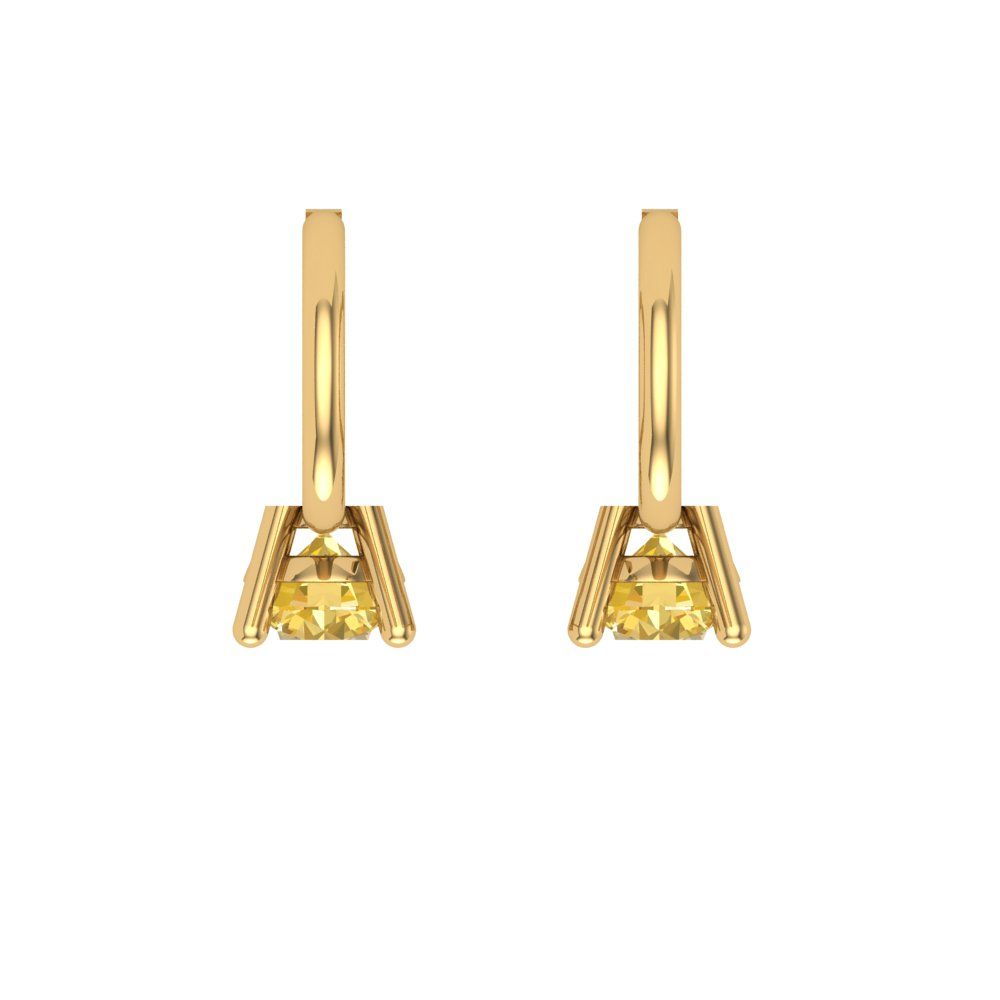 0.5 ctw Citrine Drop Dangle Earrings | 4.0mm Round Cut White Gold Lever Back | November Birthstone