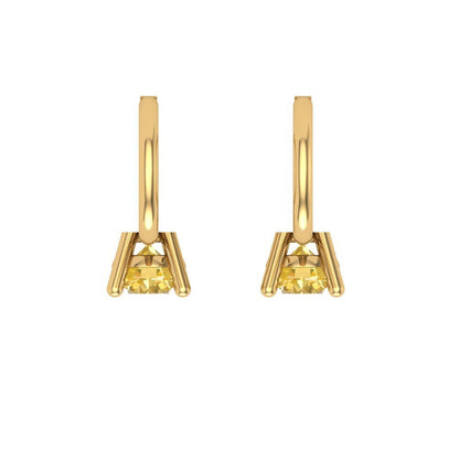 0.5 ctw Citrine Drop Dangle Earrings | 4.0mm Round Cut White Gold Lever Back | November Birthstone