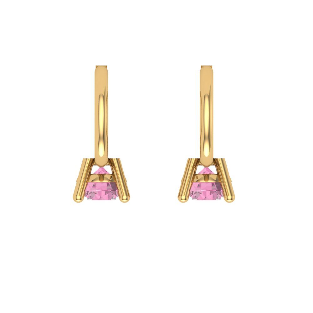 0.5 ctw Pink Zirconia Drop Dangle Earrings | 4.0mm Round Cut White Gold Lever Back | April Birthstone
