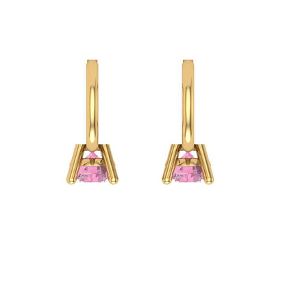 0.5 ctw Pink Zirconia Drop Dangle Earrings | 4.0mm Round Cut White Gold Lever Back | April Birthstone