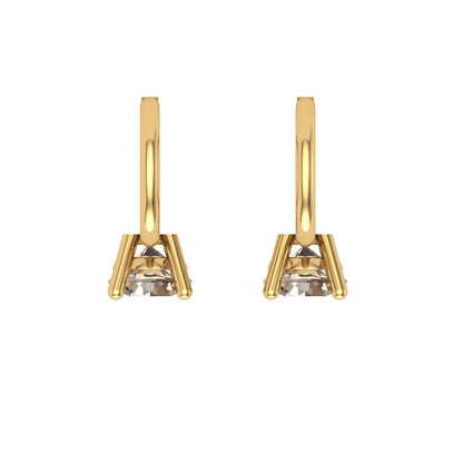 0.5 ctw Yellow Moissanite Drop Dangle Earrings | 4.0mm Round Cut White Gold Lever Back | April Birthstone