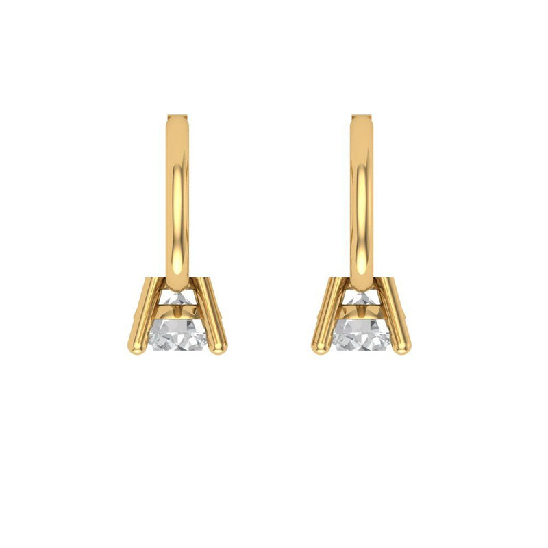 0.5 ct Brilliant Round Cut Drop Dangle Natural Diamond Stone Clarity SI1-2 Color G-H Yellow Gold Earrings Lever Back