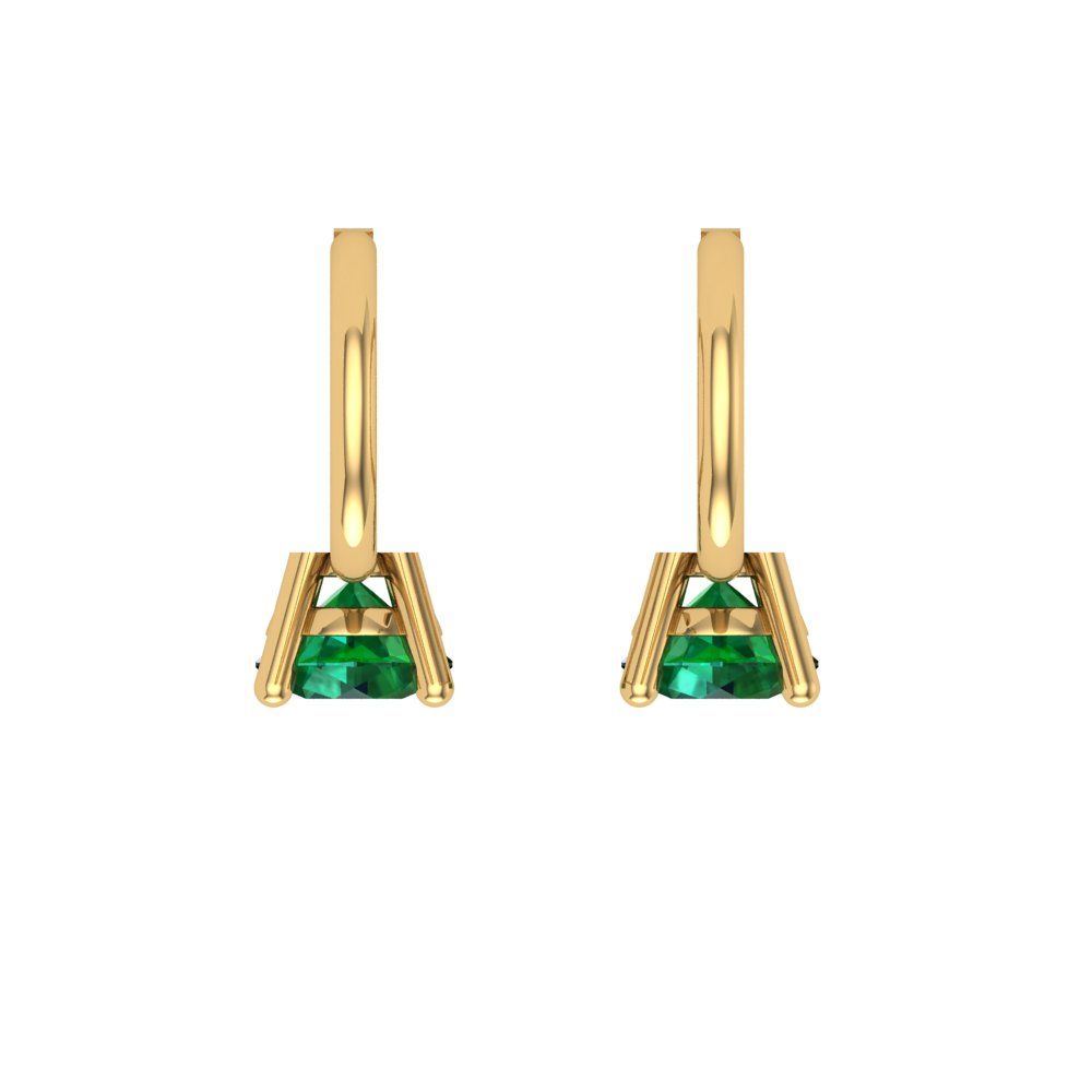 0.5 ctw Emerald Drop Dangle Earrings | 4.0mm Round Cut White Gold Lever Back | May Birthstone