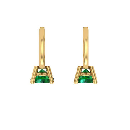 0.5 ctw Emerald Drop Dangle Earrings | 4.0mm Round Cut White Gold Lever Back | May Birthstone