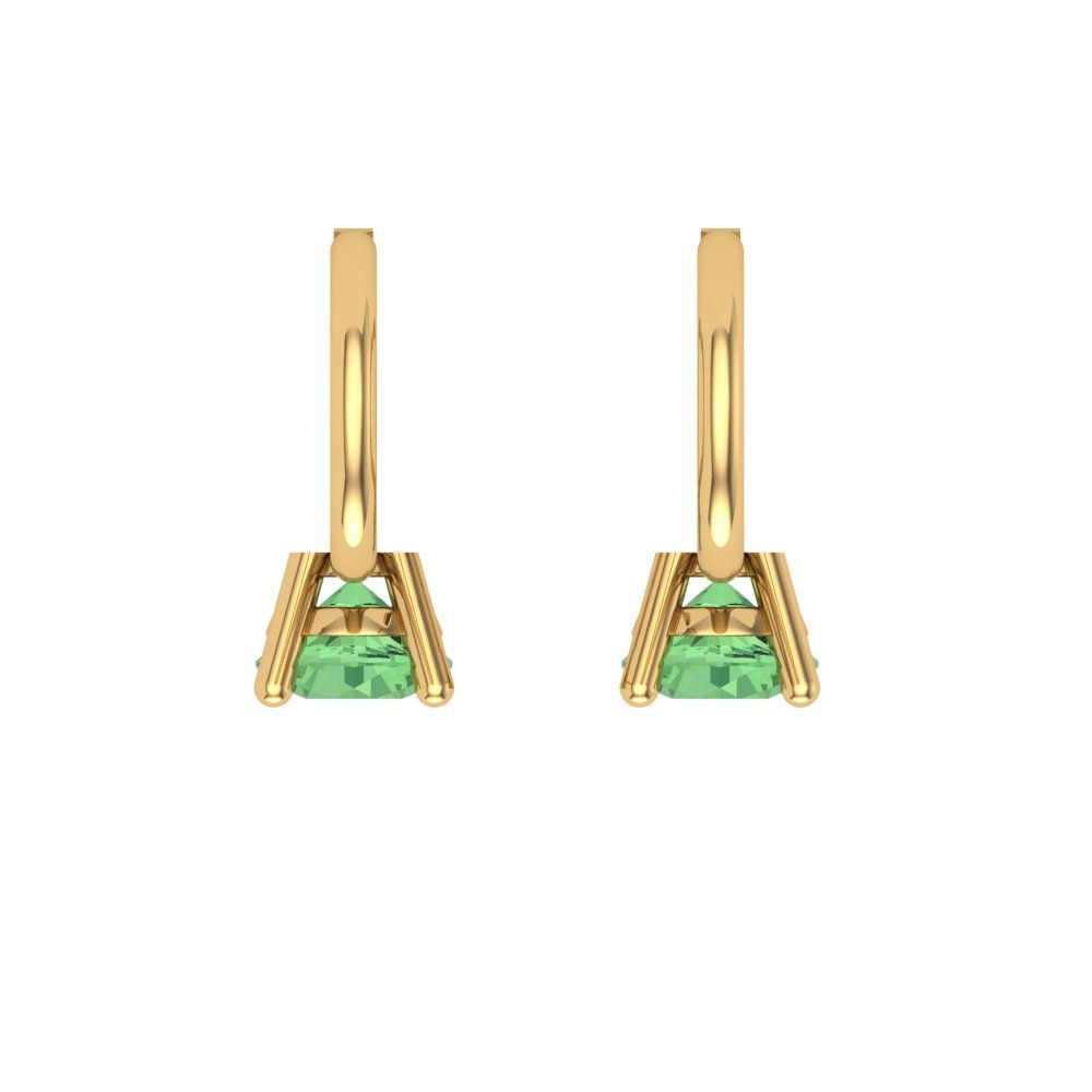 0.5 ctw Green Zirconia Drop Dangle Earrings | 4.0mm Round Cut White Gold Lever Back | April Birthstone