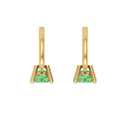 0.5 ctw Green Zirconia Drop Dangle Earrings | 4.0mm Round Cut White Gold Lever Back | April Birthstone