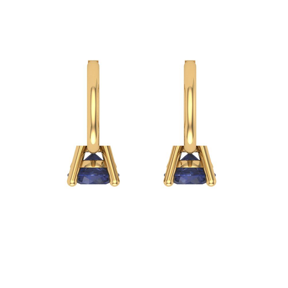 0.5 ctw Blue Sapphire Drop Dangle Earrings | 4.0mm Round Cut White Gold Lever Back | September Birthstone