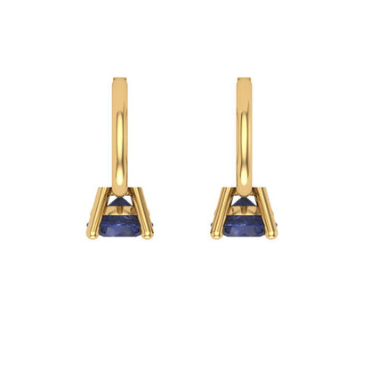 0.5 ctw Blue Sapphire Drop Dangle Earrings | 4.0mm Round Cut White Gold Lever Back | September Birthstone