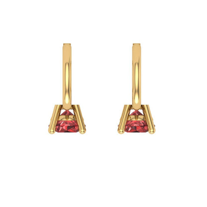 0.5 ctw Garnet Drop Dangle Earrings | 4.0mm Round Cut White Gold Lever Back | January Birthstone