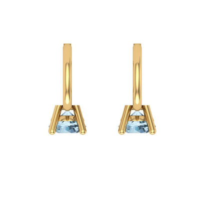 0.5 ctw Swiss Blue Topaz Drop Dangle Earrings | 4.0mm Round Cut White Gold Lever Back | December Birthstone
