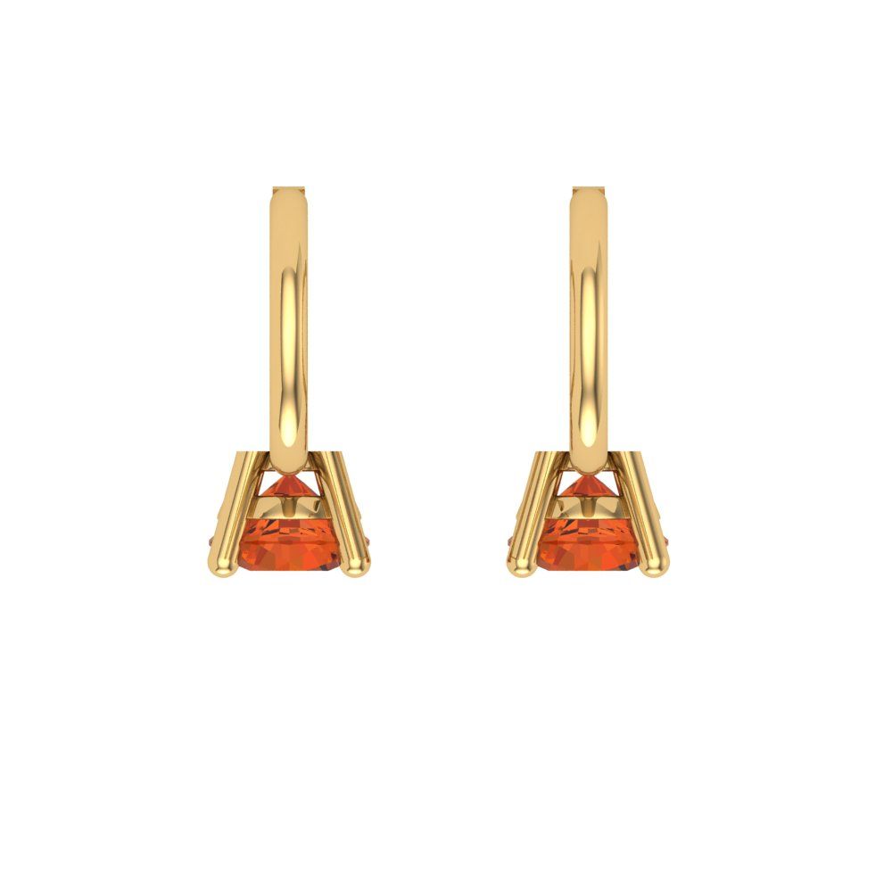 0.5 ctw Red Zirconia Drop Dangle Earrings | 4.0mm Round Cut White Gold Lever Back | April Birthstone