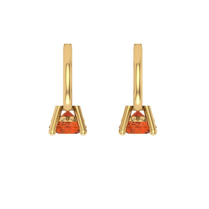 0.5 ctw Red Zirconia Drop Dangle Earrings | 4.0mm Round Cut White Gold Lever Back | April Birthstone