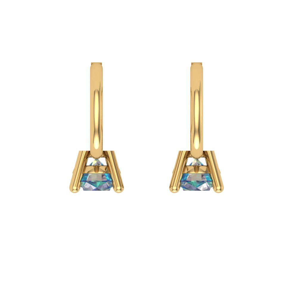 0.5 ctw Blue Moissanite Drop Dangle Earrings | 4.0mm Round Cut White Gold Lever Back | April Birthstone