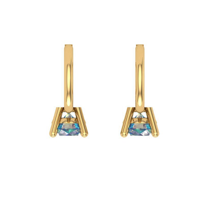 0.5 ctw Blue Moissanite Drop Dangle Earrings | 4.0mm Round Cut White Gold Lever Back | April Birthstone