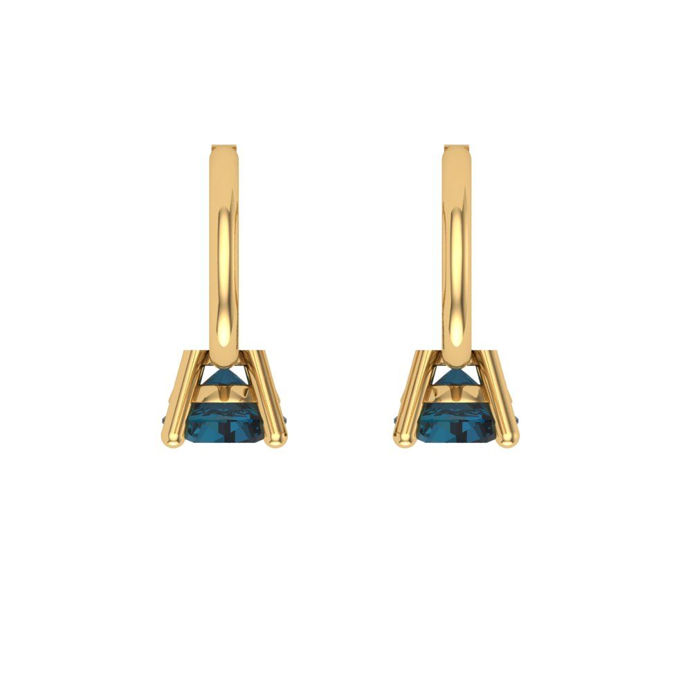 0.5 ctw London Blue Topaz Drop Dangle Earrings | 4.0mm Round Cut White Gold Lever Back | December Birthstone