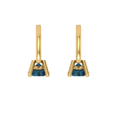 0.5 ctw London Blue Topaz Drop Dangle Earrings | 4.0mm Round Cut White Gold Lever Back | December Birthstone