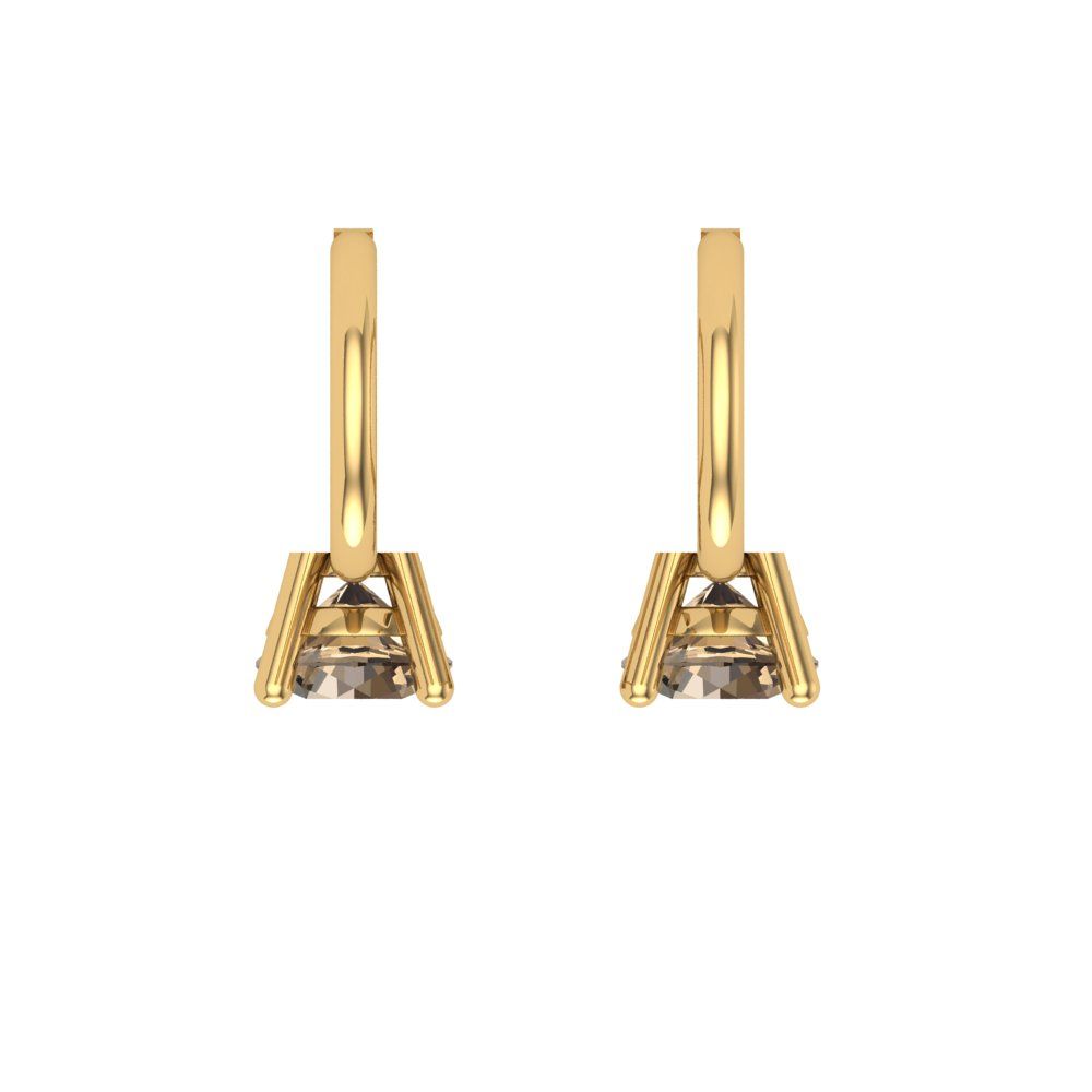 0.5 ctw Champagne Drop Dangle Earrings | 4.0mm Round Cut White Gold Lever Back | April Birthstone