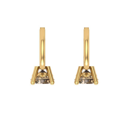 0.5 ctw Champagne Drop Dangle Earrings | 4.0mm Round Cut White Gold Lever Back | April Birthstone