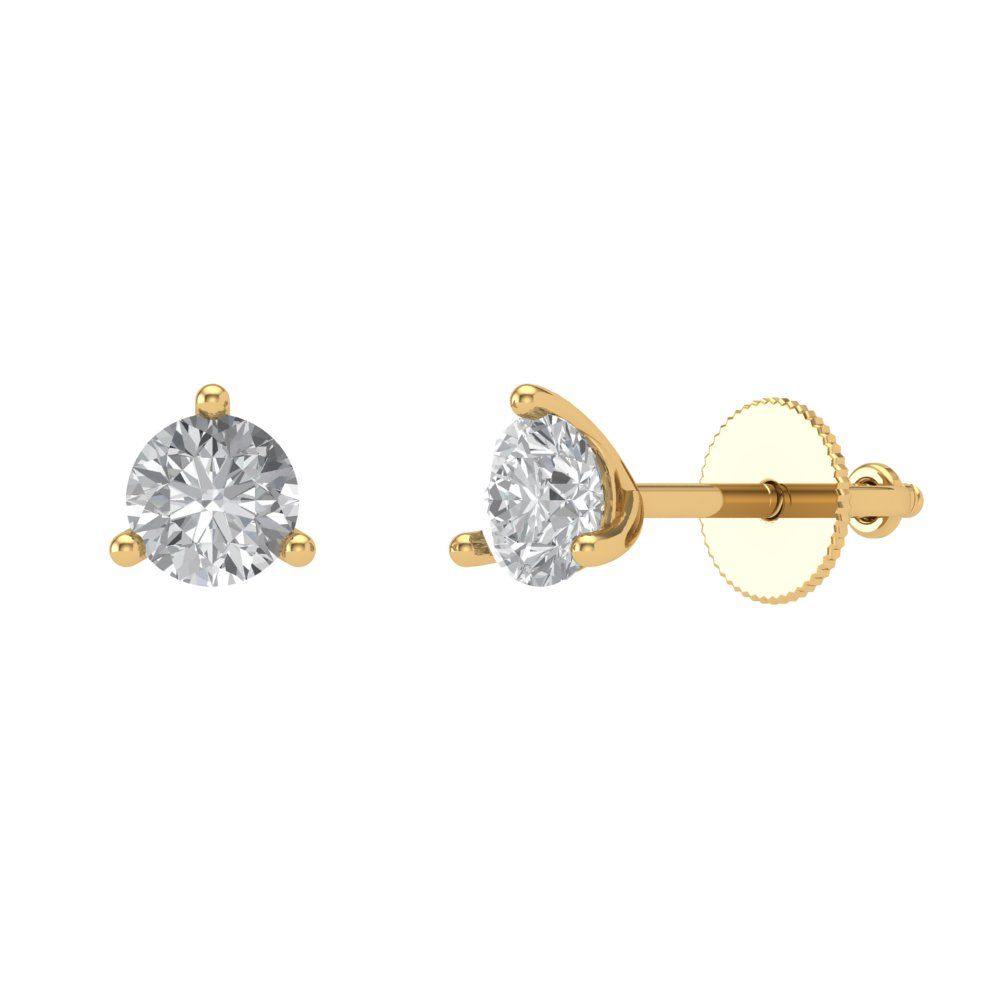 1 ctw Moissanite Studs Earrings | 5mm Round Cut White Gold Screw back | April Birthstone