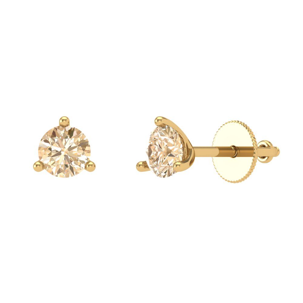 1 ctw Morganite Studs Earrings | 5mm Round Cut White Gold Screw back | February Birthstone