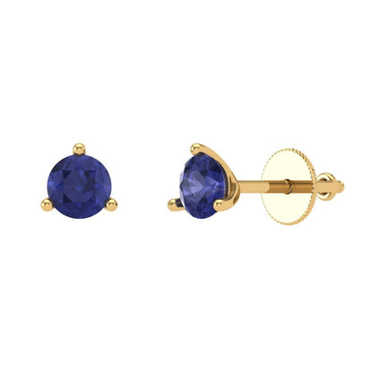 1 ctw Tanzanite Studs Earrings | 5mm Round Cut White Gold Screw back | December Birthstone