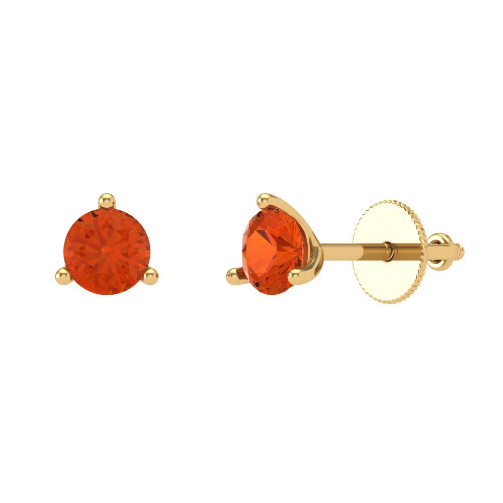 1 ctw Red Zirconia Studs Earrings | 5mm Round Cut White Gold Screw back | April Birthstone