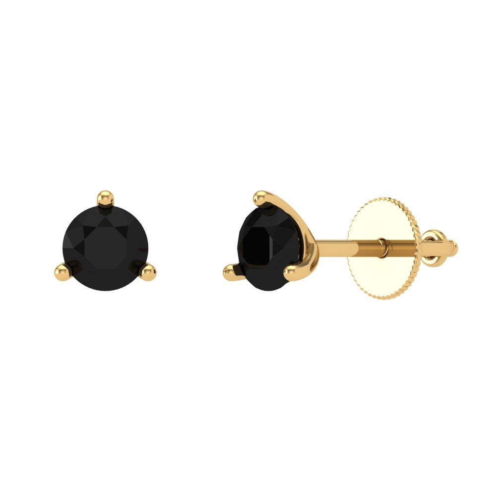 1 ctw Onyx Studs Earrings | 5mm Round Cut White Gold Screw back | July Birthstone