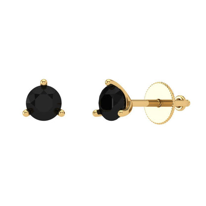 1 ctw Onyx Studs Earrings | 5mm Round Cut White Gold Screw back | July Birthstone