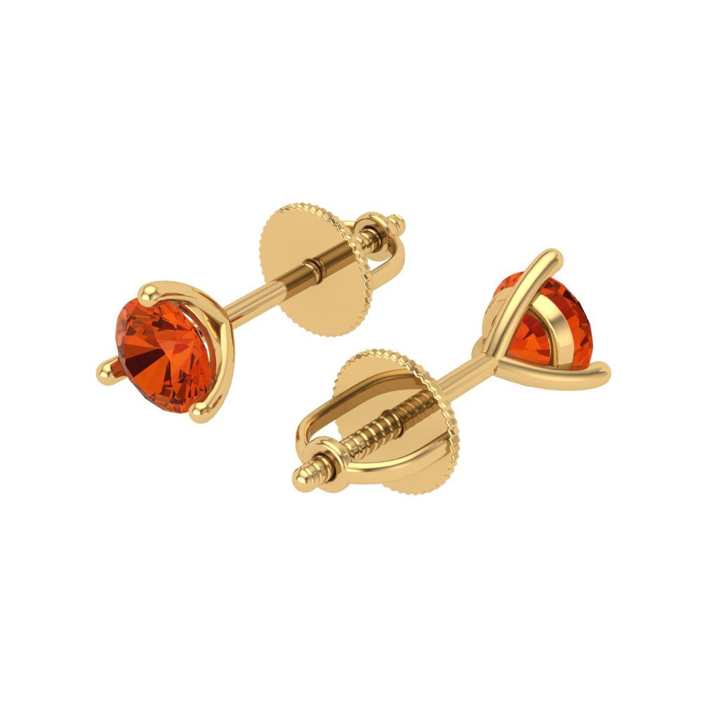 1 ctw Red Zirconia Studs Earrings | 5mm Round Cut White Gold Screw back | April Birthstone