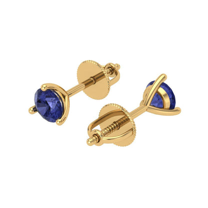 1 ctw Tanzanite Studs Earrings | 5mm Round Cut White Gold Screw back | December Birthstone