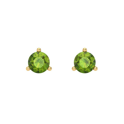 1 ctw Peridot Studs Earrings | 5mm Round Cut White Gold Screw back | August Birthstone