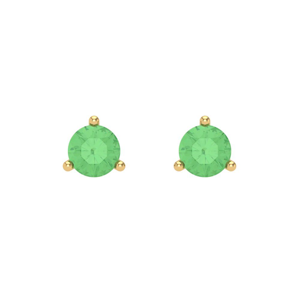 1 ctw Green Zirconia Studs Earrings | 5mm Round Cut White Gold Screw back | April Birthstone